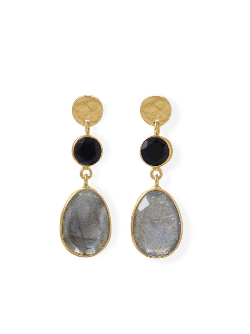 New! Labradorite and Black Onyx Earrings